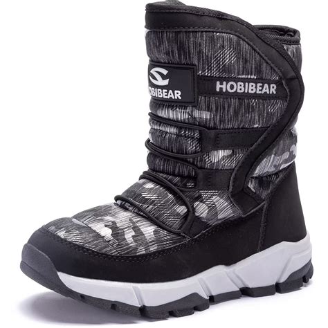 Apakowa Kids Boys Winter Snow Boots Insulated Watetproof Boys Winter ...