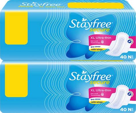 STAYFREE Secure Ultra-thin Sanitary Pad XL(Pack of 80) Combo pack ...