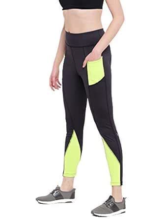Buy Cross-Cult Women's Poly Spandex Knit Duo Black Neon Green Women ...