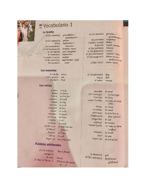 Spanish Notes Drafts: Vocabulario 1 - La Familia y Verbos - Studocu