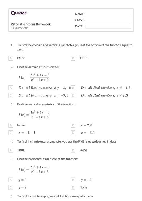 50+ rational expressions equations and functions worksheets for 12th ...