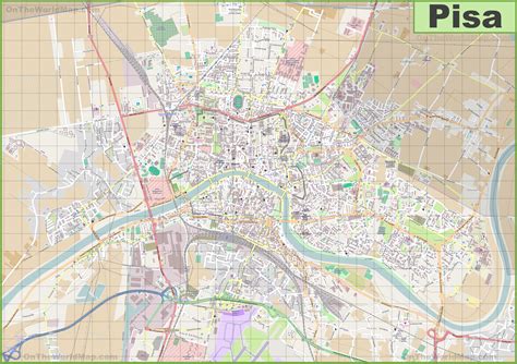 Large detailed map of Pisa