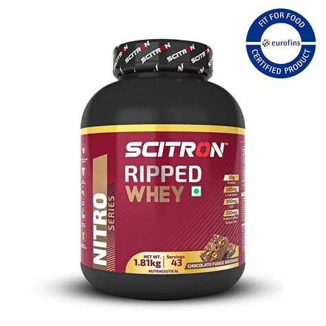 Scitron Ripped Whey Protein Powder 1.81 Kg- Chocolate Fudge Brownie ...