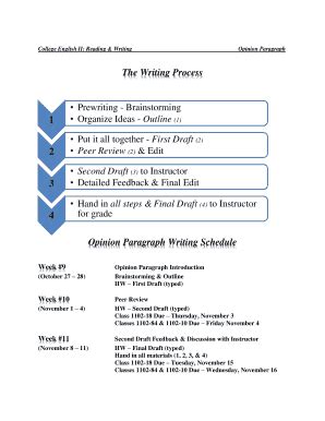 Fillable Online College English II: Reading & Writing Opinion Paragraph ...