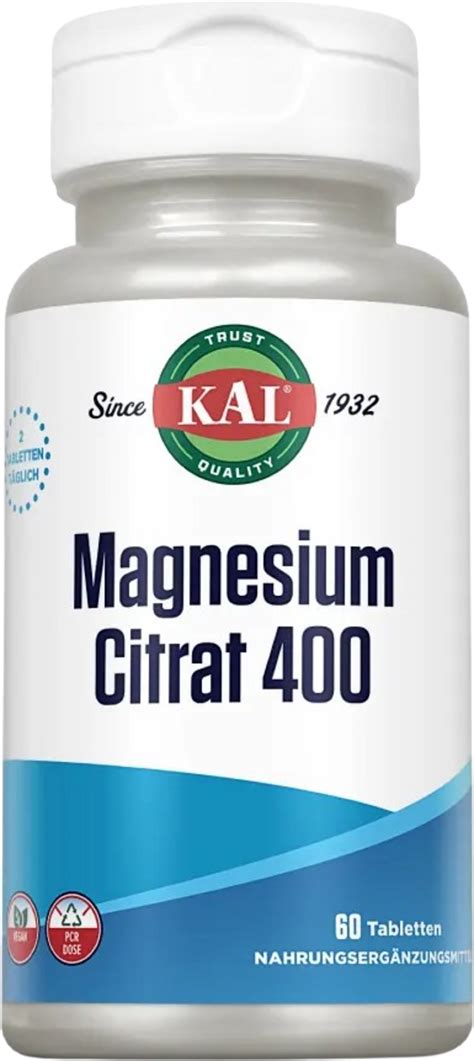 Magnesium Citrat 400 mg, 60 Tabletten - KAL - VitalAbo