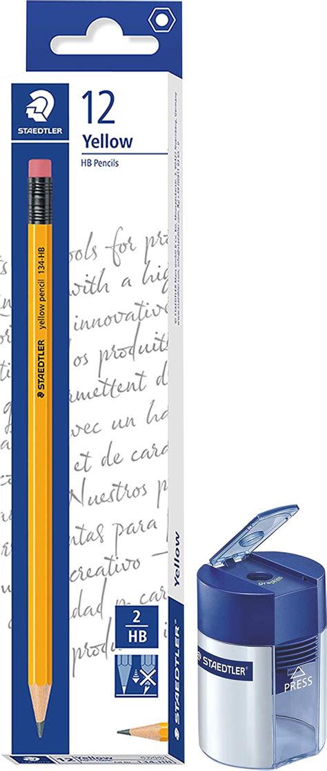 Staedtler HB Pencil with Eraser Tip - Pack of 12 (Yellow) 511 001 Noris ...