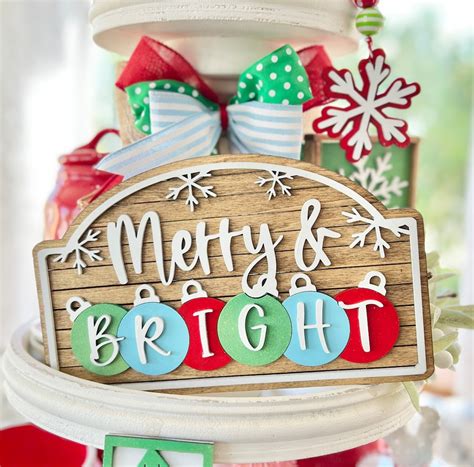 DIGITAL DOWNLOAD Merry & Bright, Christmas Decor, Wood Sign, Glowforge ...