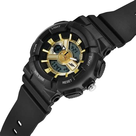 SF Striking Black & Gold Gear Unisex Watch - Unique Aesthetic with ...