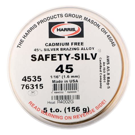 Harris Safety-Silv 45 1/16" High Silver Brazing Alloy 5 toz. Cup - 4535