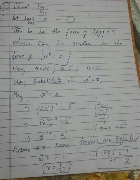 determine the value of log 5 base 25 - Brainly.in