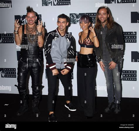 New York, New York, USA. 28th Aug, 2016. Members of DNCE, COLE WHITTLE ...