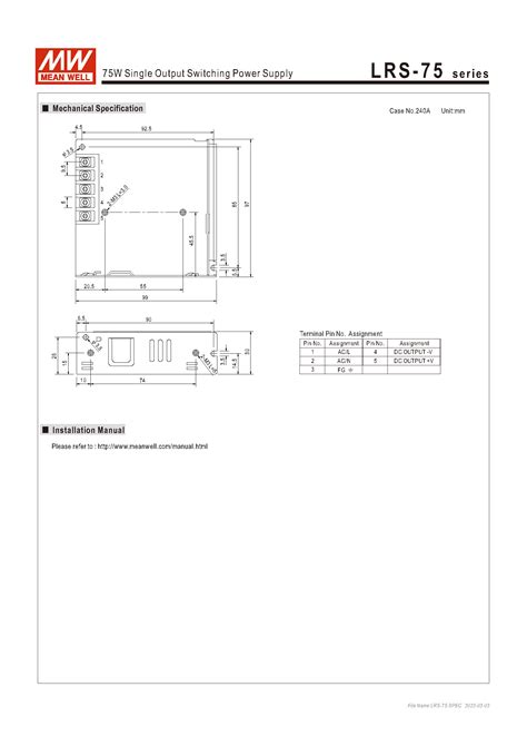 Mean Well LRS-75-12 AC DC Single Output Enclosed Switching - Alexan