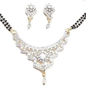 Buy Raichand Sterling American Diamond Gold Plated Mangalsutra Pendant ...