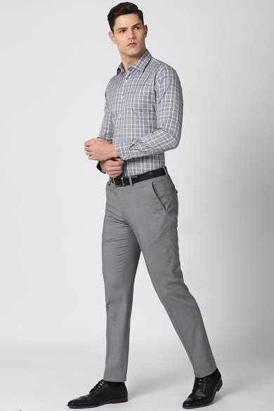 Buy Men Grey Slim Fit Check Full Sleeves Formal Shirt Online - 692465 ...