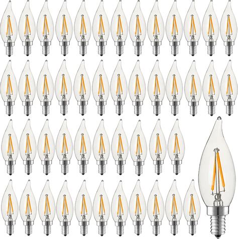 HMYYJT Candelabra LED Light Bulb, 2W Dimmable Chandelier Bulbs, E12 ...