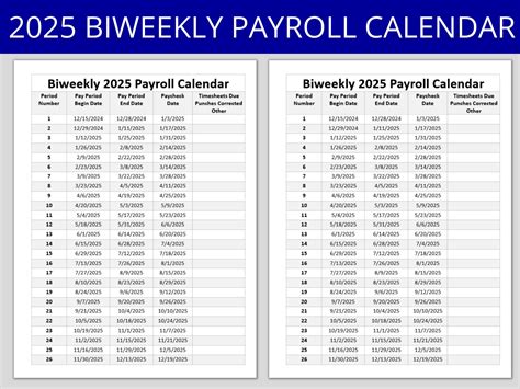 2025 Bi Weekly Calendar Payday Thursdays - BrightJoyStudio