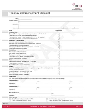 Fillable Online Tenancy Commencement Checklist Fax Email Print - pdfFiller