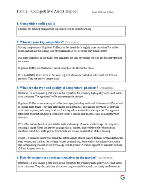 Image result for Competitive Audit Examples