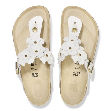 Gizeh Flower Embellishment Natural Leather White – BIRKENSTOCK