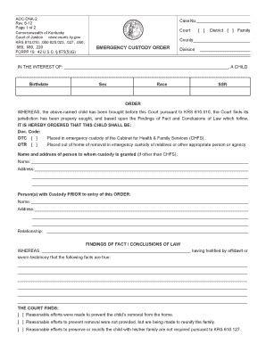 Fillable Online courts ky EMERGENCY CUSTODY ORDER Fax Email Print ...