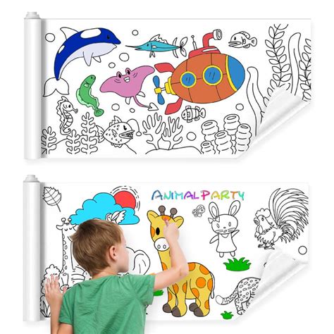 Buy 2 Pack Giant Coloring s for Kids,Coloring Paper Roll , Animal Jumbo ...
