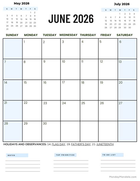 July 2026 Calendar Printable Free