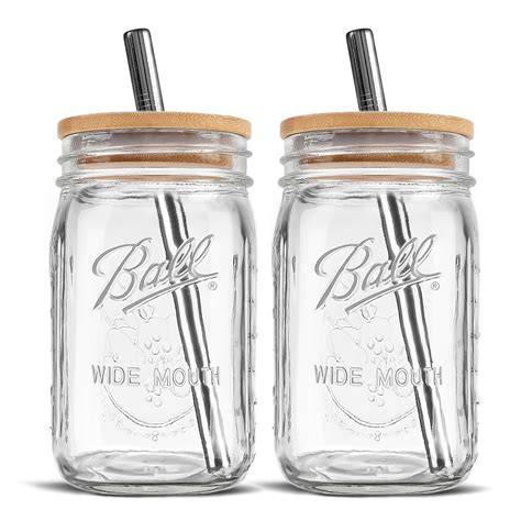 Wide Mouth Mason Jars 32 oz - (2 Pack) - Ball Wide Mouth 32-Ounces ...