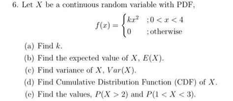 Image result for Continuous Random Variable Formula in Math 6