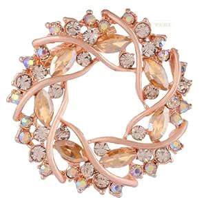 VAMA Golden Crystal Stone Saree Brooch Pins Floral Coat Dress Gown ...