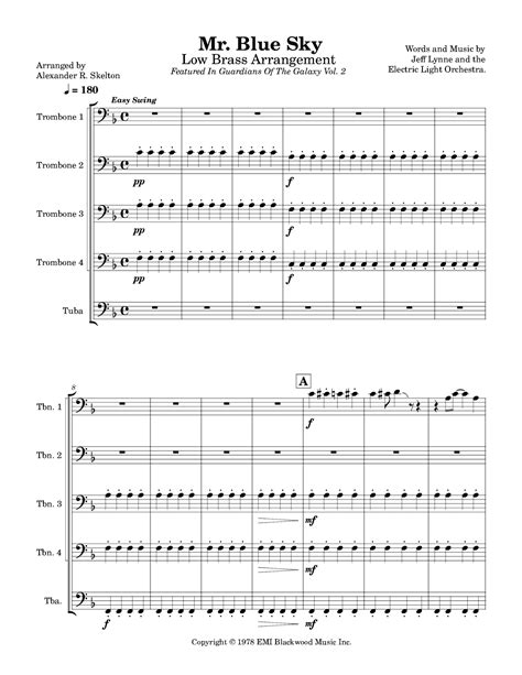 Mr. Blue Sky (arr. Alexander Skelton) by Electric Light Orchestra Sheet ...