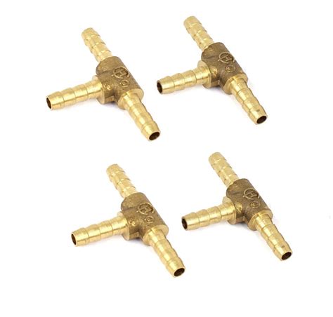 6mm Brass Hose T Fitting Barb 3 Ways Tee Thread Connector for Air Fuel ...