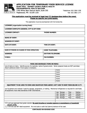 Fillable Online co ramsey mn Temporary License Application Form ...
