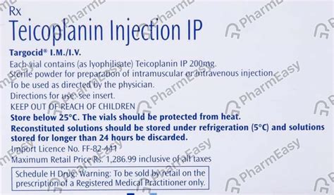Targocid 200 MG Powder For Injection (1): Uses, Side Effects, Price ...