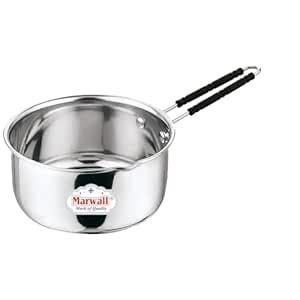 Buy Marwall Stainless Steel Saucepan with Heat-Resistant Handle (Silver ...