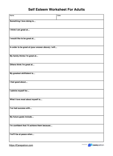 Free Printable Worksheets On Self Esteem - Worksheets HQ
