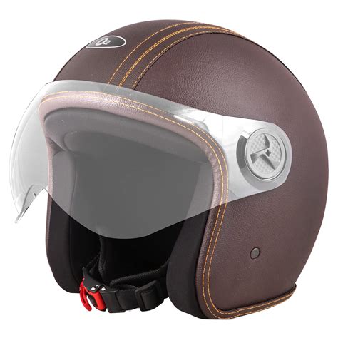 O2 Star Leather Unisex Open Face Helmet with Scratch-Resistant ...