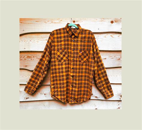 Orange Plaid Flannel Shirt