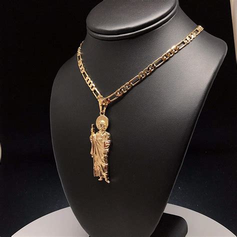 Gold Plated Saint Jude Pendant Necklace Chain San Judas Tadeo Jewelry ...