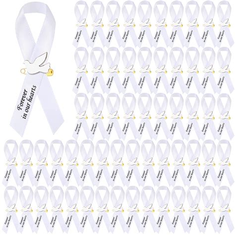 Buy 50 Pcs Dove Funeral Ribbons Memorial Ribbon Funeral Pins Classic ...