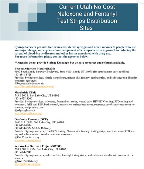Current Utah No-Cost Naloxone and Fentanyl Test Strips Distribution Sites as of 2021 : r ...