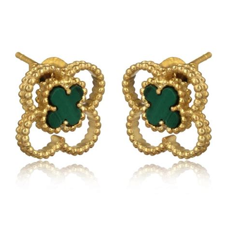 4 Leaf Clover Stud Earrings - Gold Plated - Nirwaana