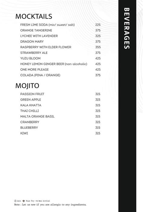 Menu at ZERO The restaurant, Surat