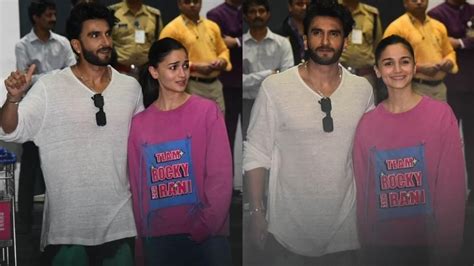 Ranveer Singh and Alia Bhatt looks all happy at Mumbai airport ...