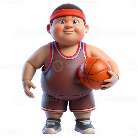 aigenerated cartoon fat basketball player holding a basketball 48804408 PNG