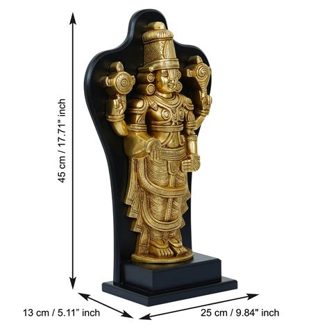 Decorative Lord Balaji Brass Handcrafted Statue on Wooden Base ...