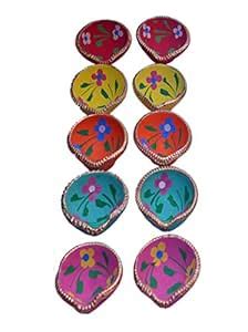 Buy Namaste Home - Set of 10 Round Shape Deepak - Colourful Designer ...