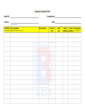 Fillable Online Property Inventory Form - bcit.cc Fax Email Print ...