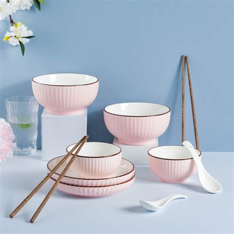 Rosy 10 Piece Soup Snack Set for 2 Online - Premium Dinner Set | Nestasia