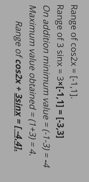 range of cos2x +3sinx - Brainly.in