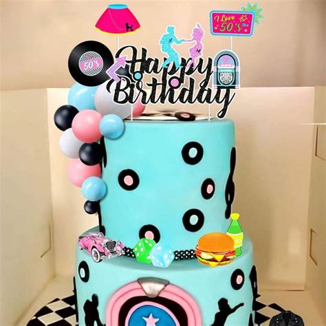 LaVenty 50s Sock Hop Cake Topper 50s Theme Party Decorations 1950s ...